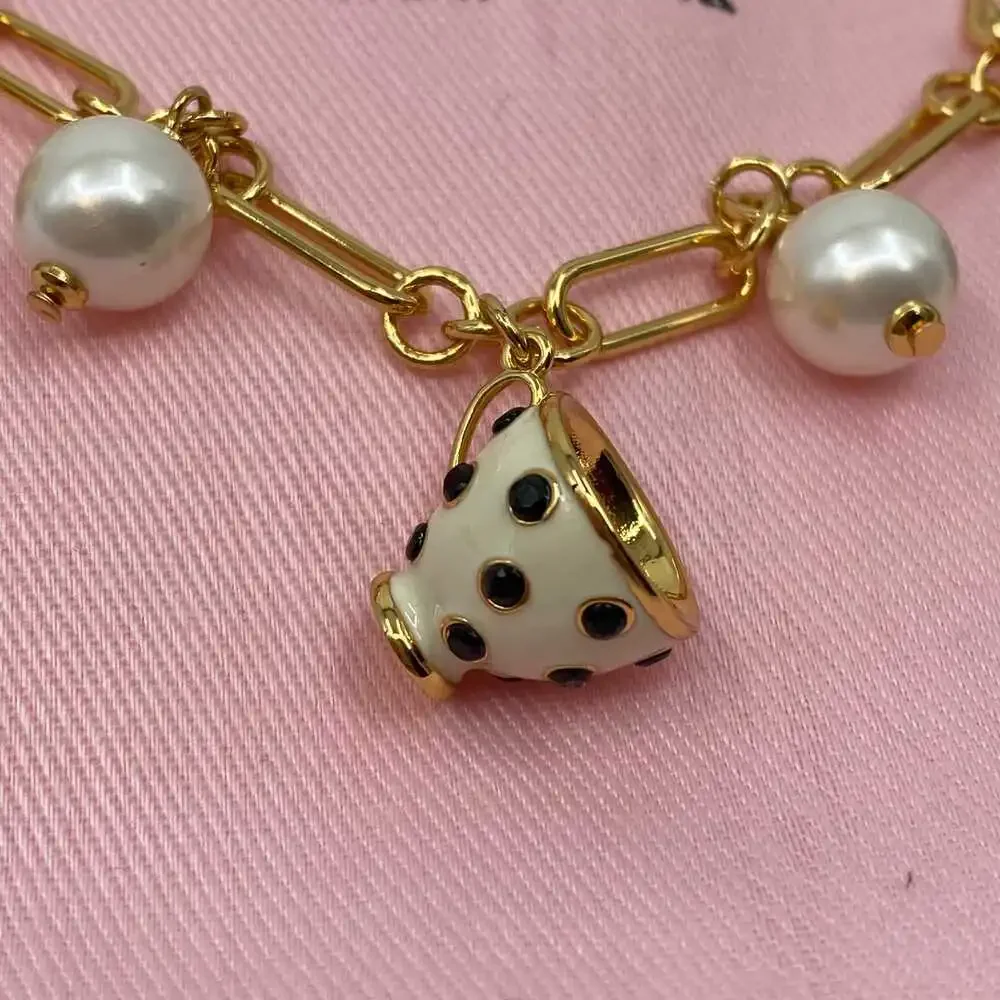 Kate Spade Gold Black Tea Time Teacup Charm Bracelet | OS - Picture 6 of 8